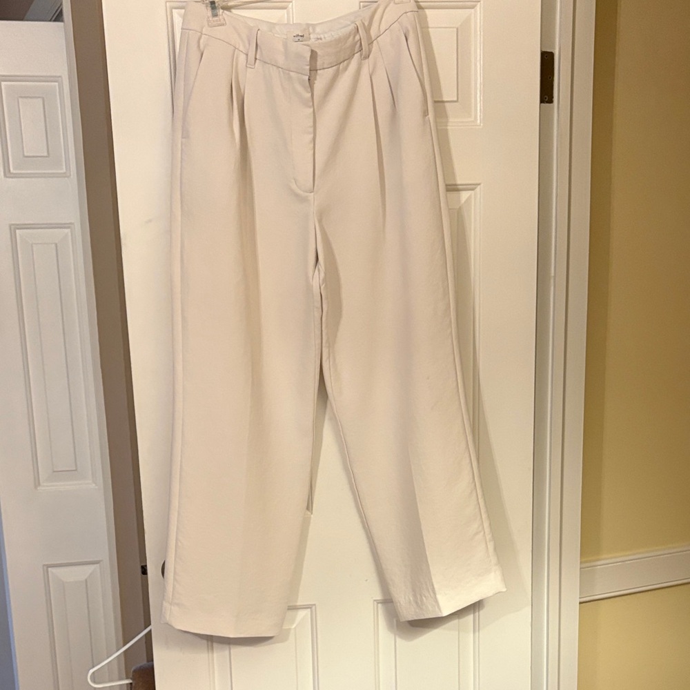Aritzia Wilfred Effortless Pant Crepette Light Birch sz 14